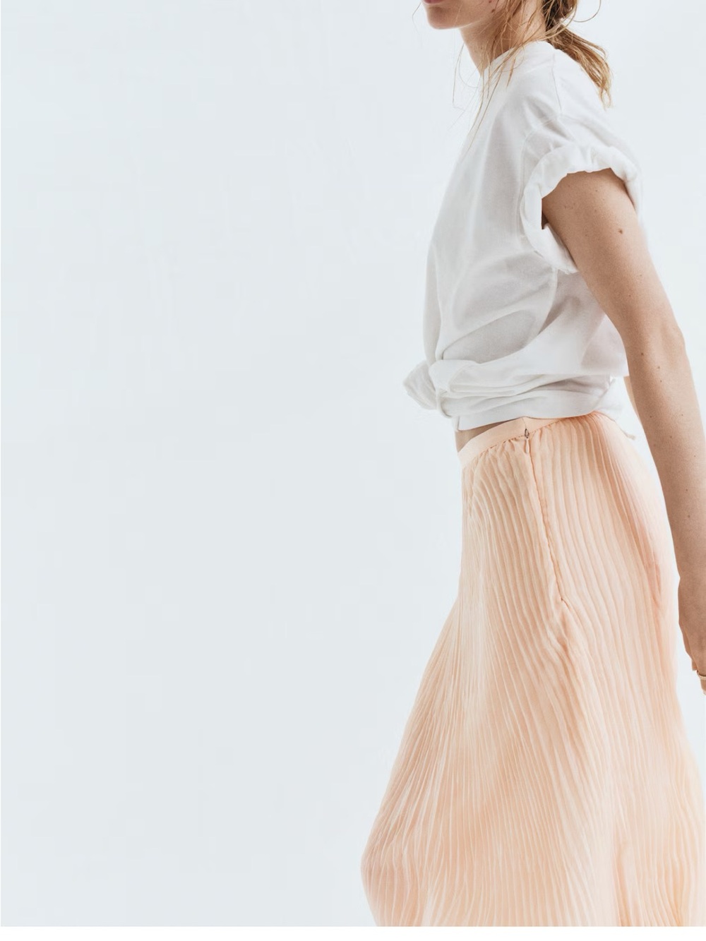 Pleated Handkerchief Hem Maxi Skirt - Cream Blush - Picture 4 of 4
